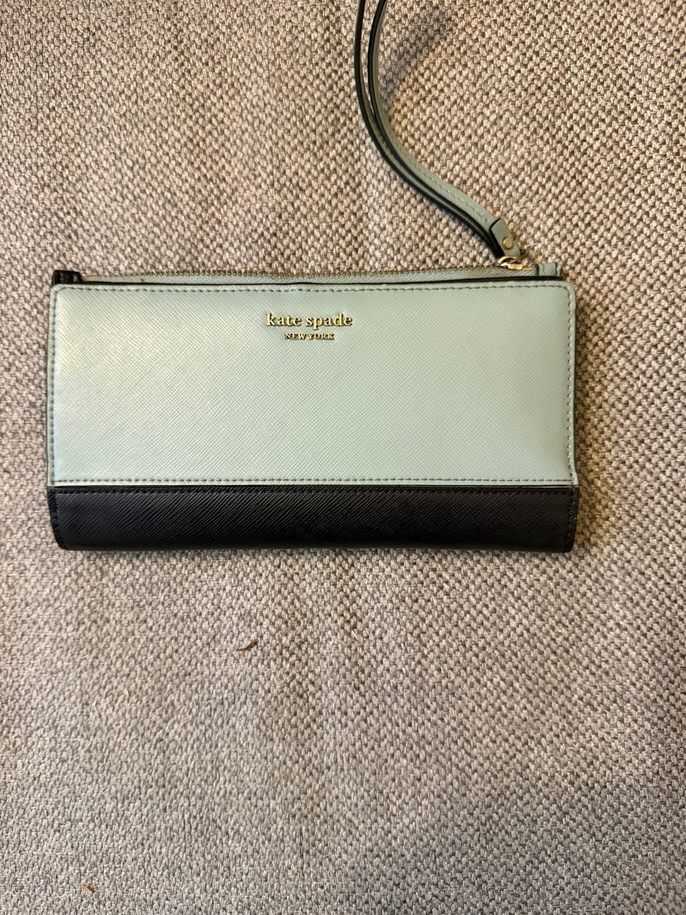 kate spade light blue and navy  Saffiano Leather Wristlet